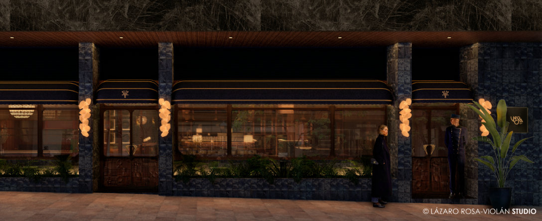 VEGA façade at night